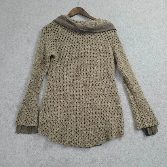 Soft Surroundings Womens Medium Open Knit Cowl Neck Sweater Acrylic Cotton  4CT - Picture 2 of 7